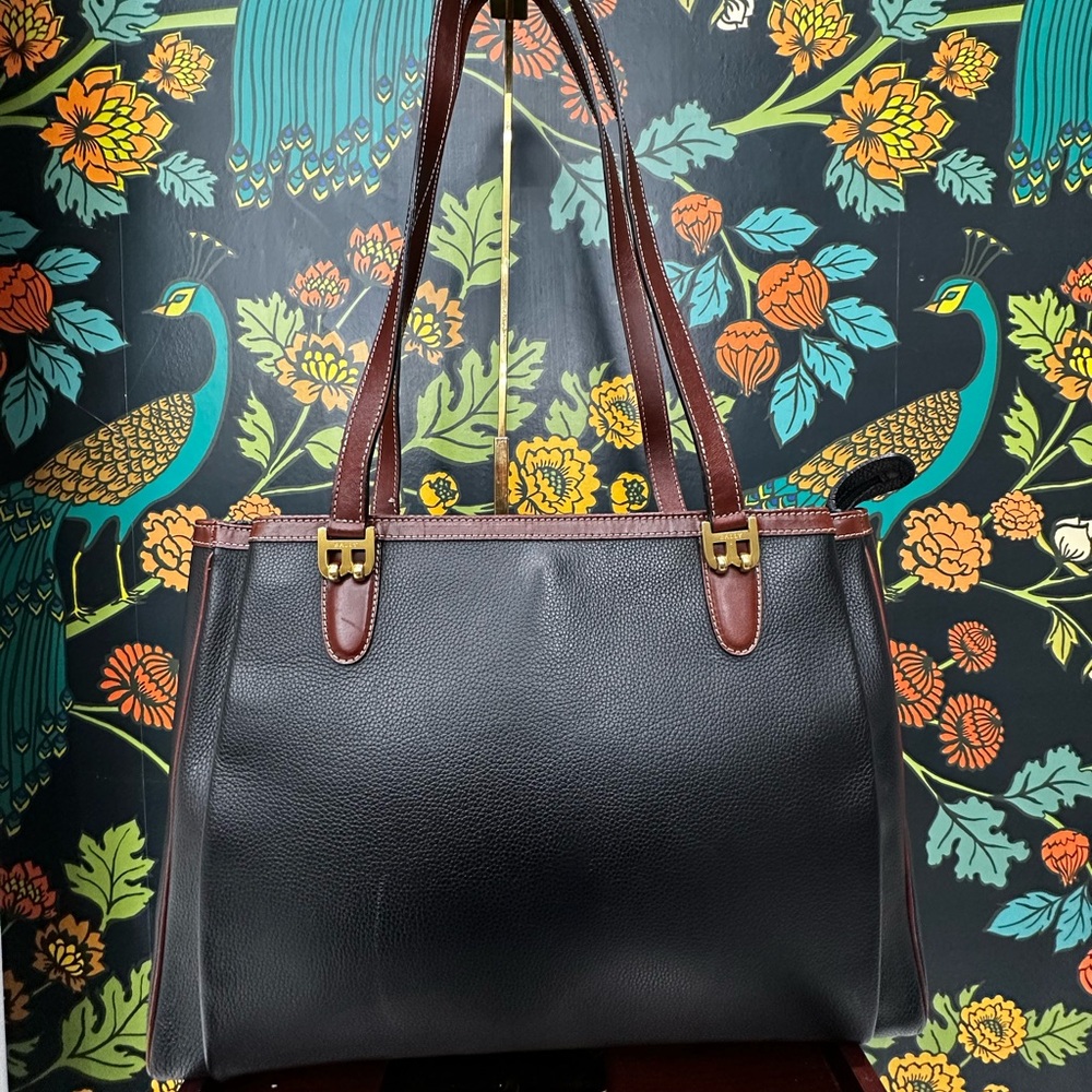 Sold live! Vintage Bally Black Pebbled Leather Large Zippered Tote with Dust Bag - Picture 5 of 15
